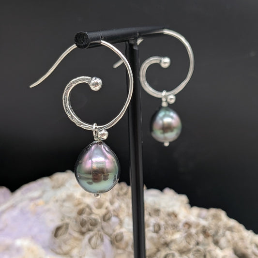 Peacock Boho Silver Earrings