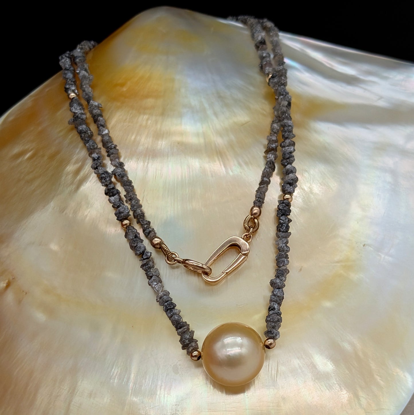 Grey Diamond Pearl Necklace