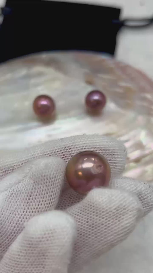 Rare Imperial Plum Pearl Trio — Mirror Luster