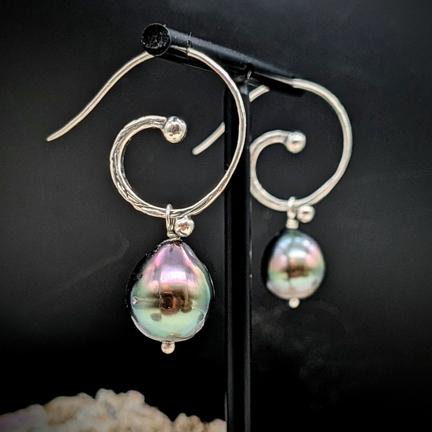 Peacock Boho Silver Earrings