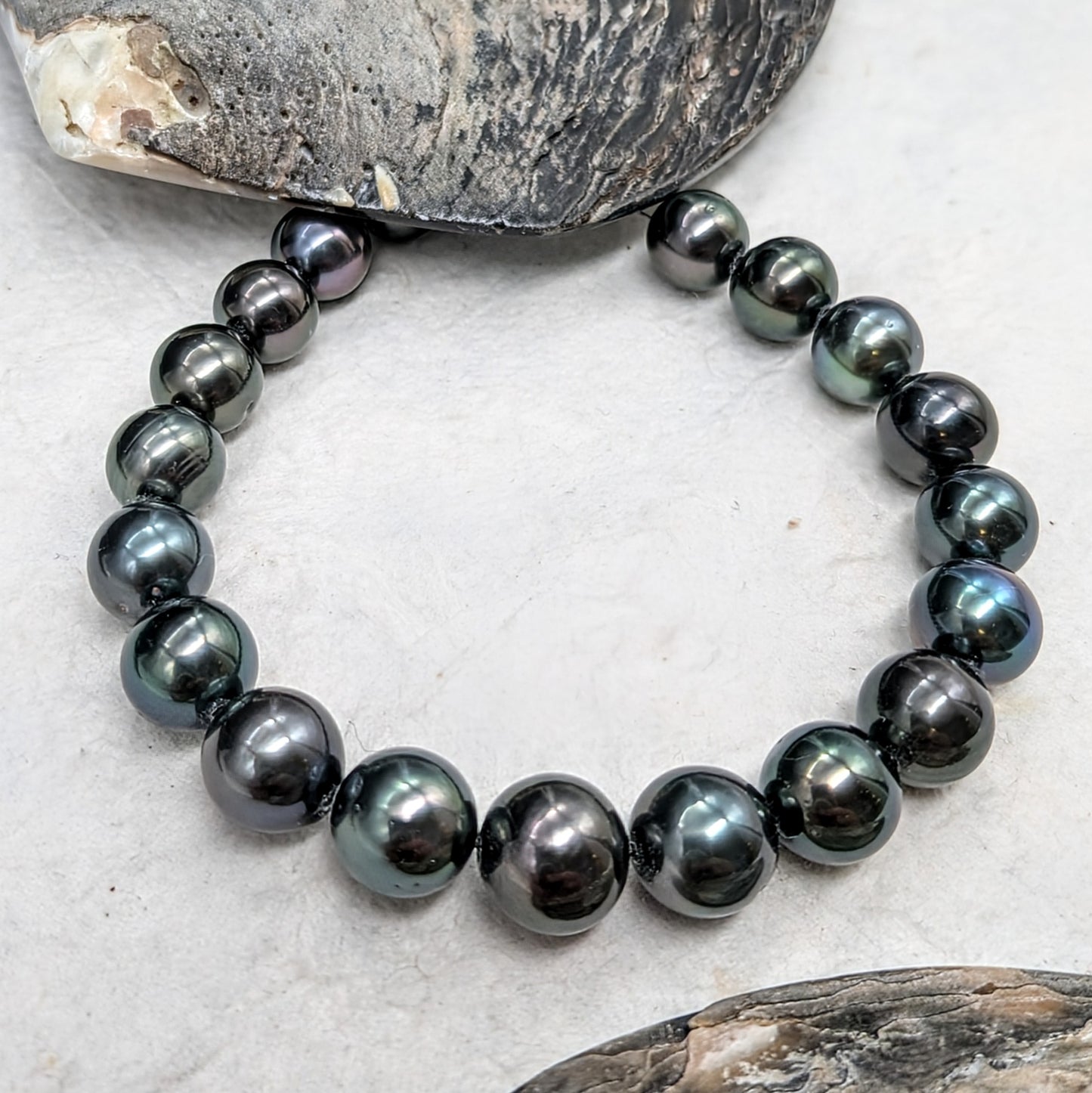 Custom Tahitian black pearl bracelet