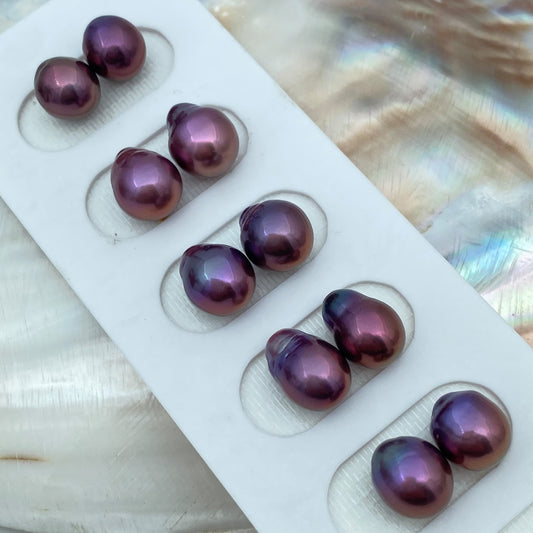 Yangtse Metallic Deep Purple Edison Pearl Pairs 8-9 mm